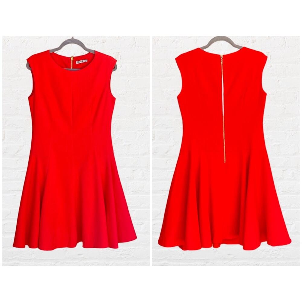 Eliza J Red Sleeveless Fit-and-Flare Mini Dress